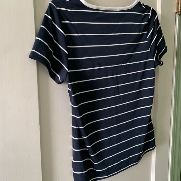 Liz Claiborne Navy and White Striped Short Sleeve Top - Picture 7 of 7